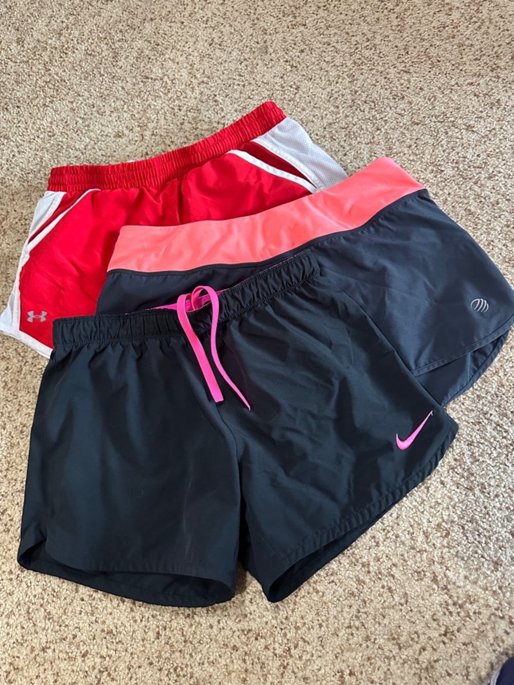 Under Armour, Nike and MPG Women's Athletic Shorts - 3 pairs total
